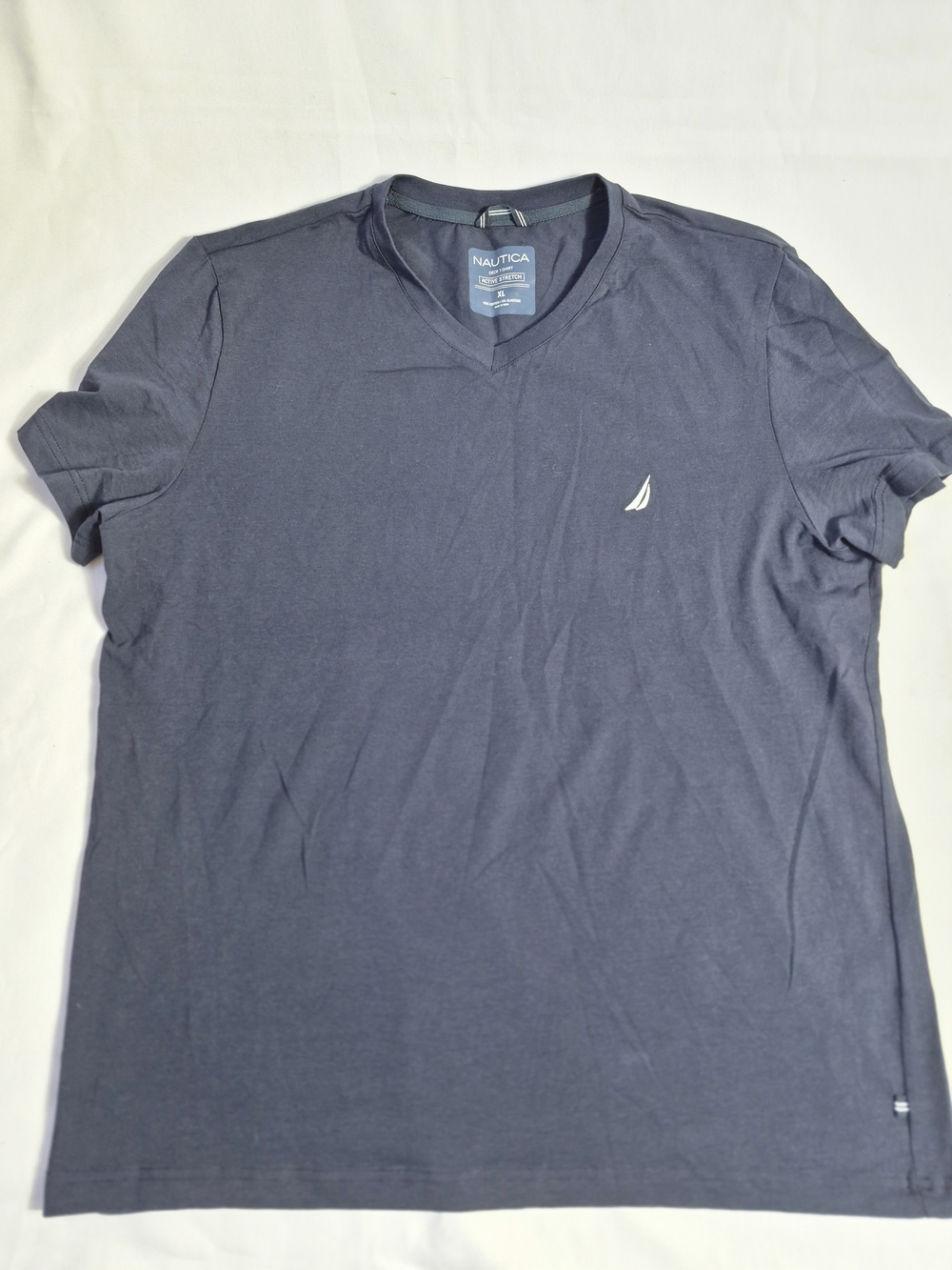 Nautica Shirt Mens X-Large Navy Blue Short Sleeve V-Neck Performance Tee